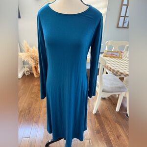 BNWT Very Soft and Stretchy Cerulean Blue Long Sleeve Dress